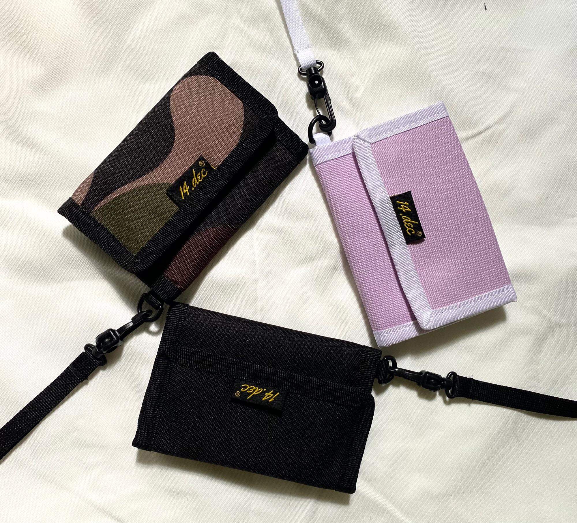 Ví Vải gập Nam Nữ Polyester Kháng Nước Unisex Bóp Gập Đựng Thẻ có dây đeo cổ