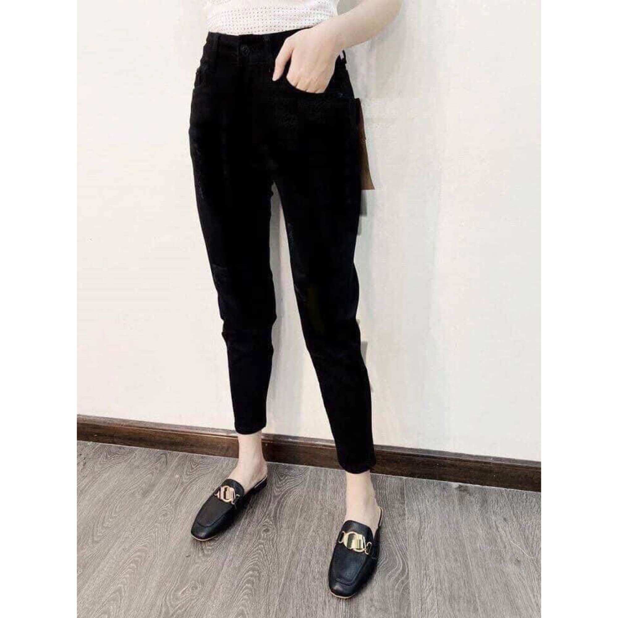 [HCM]Quần jean nữ bigsize quần baggy bigsize màu đen 42kg-95kg vải co giãn 4 chiều