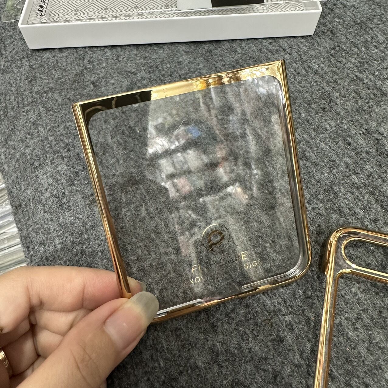 Case ốp lưng Samsung Zflip 5 / Z flip 5 lưng trong suốt xi viền màu bóng đẹp hàng công ty full box. 