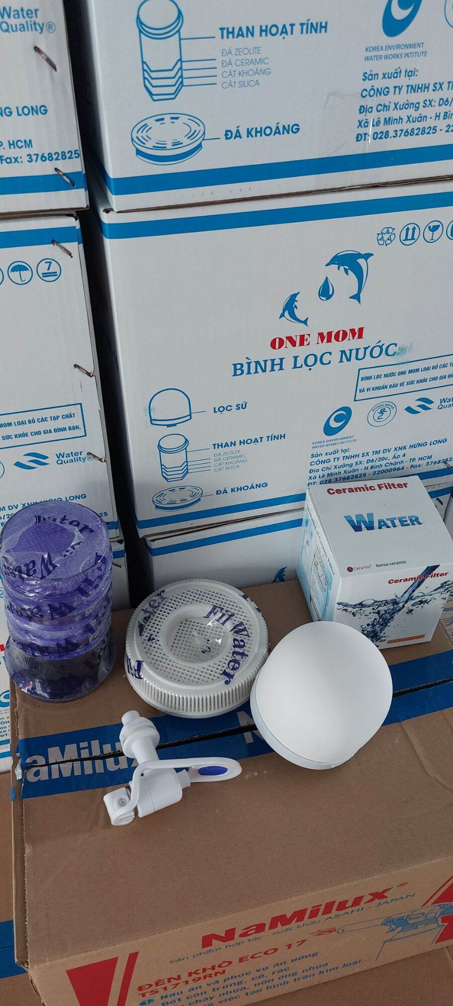 Bộ linh kiện lọc nước hàn quốc ( sứ vỏ trắng, vòi chống gãy)