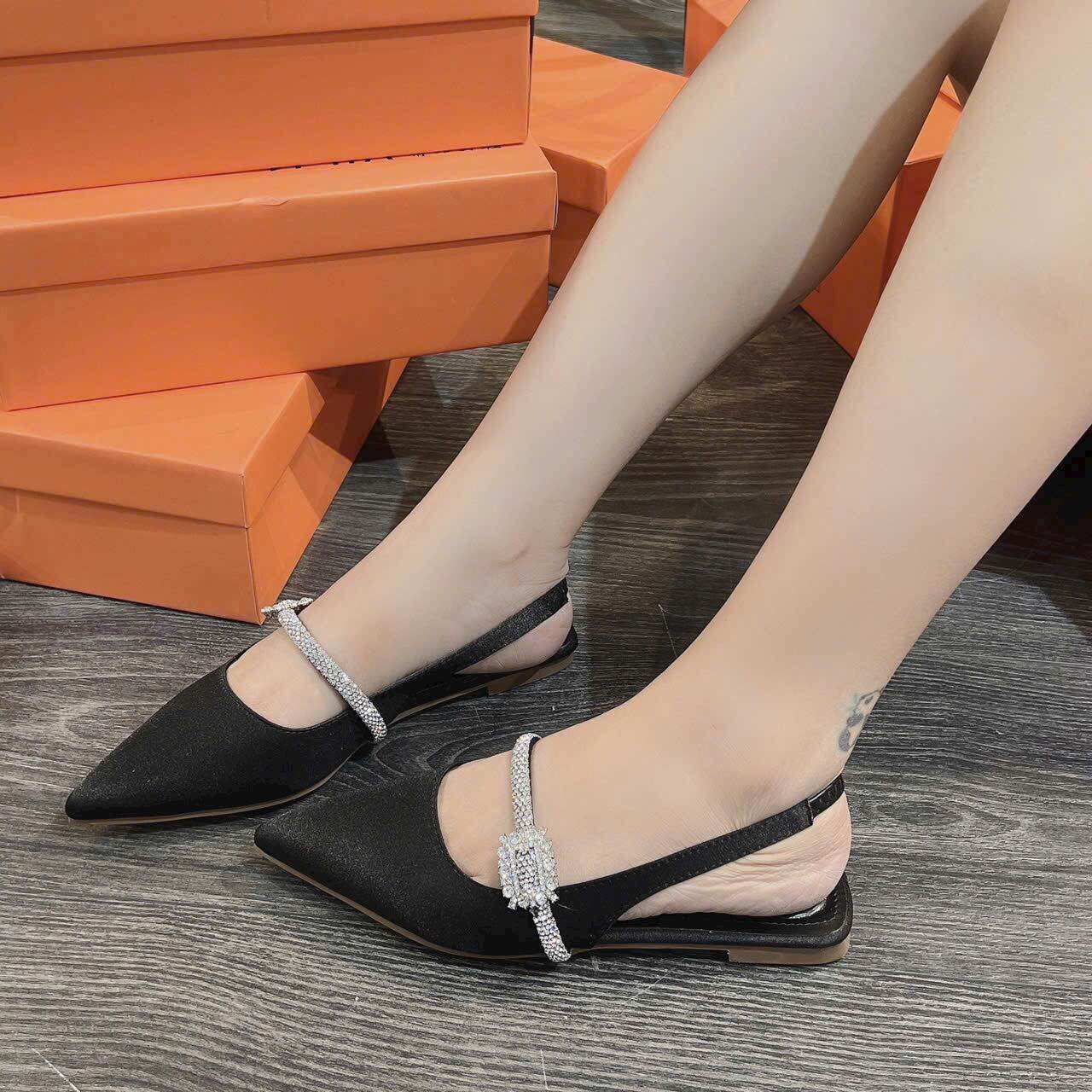 Giày búp bê nữ quai đá sang chảnh mũi nhọn đế chống truợt