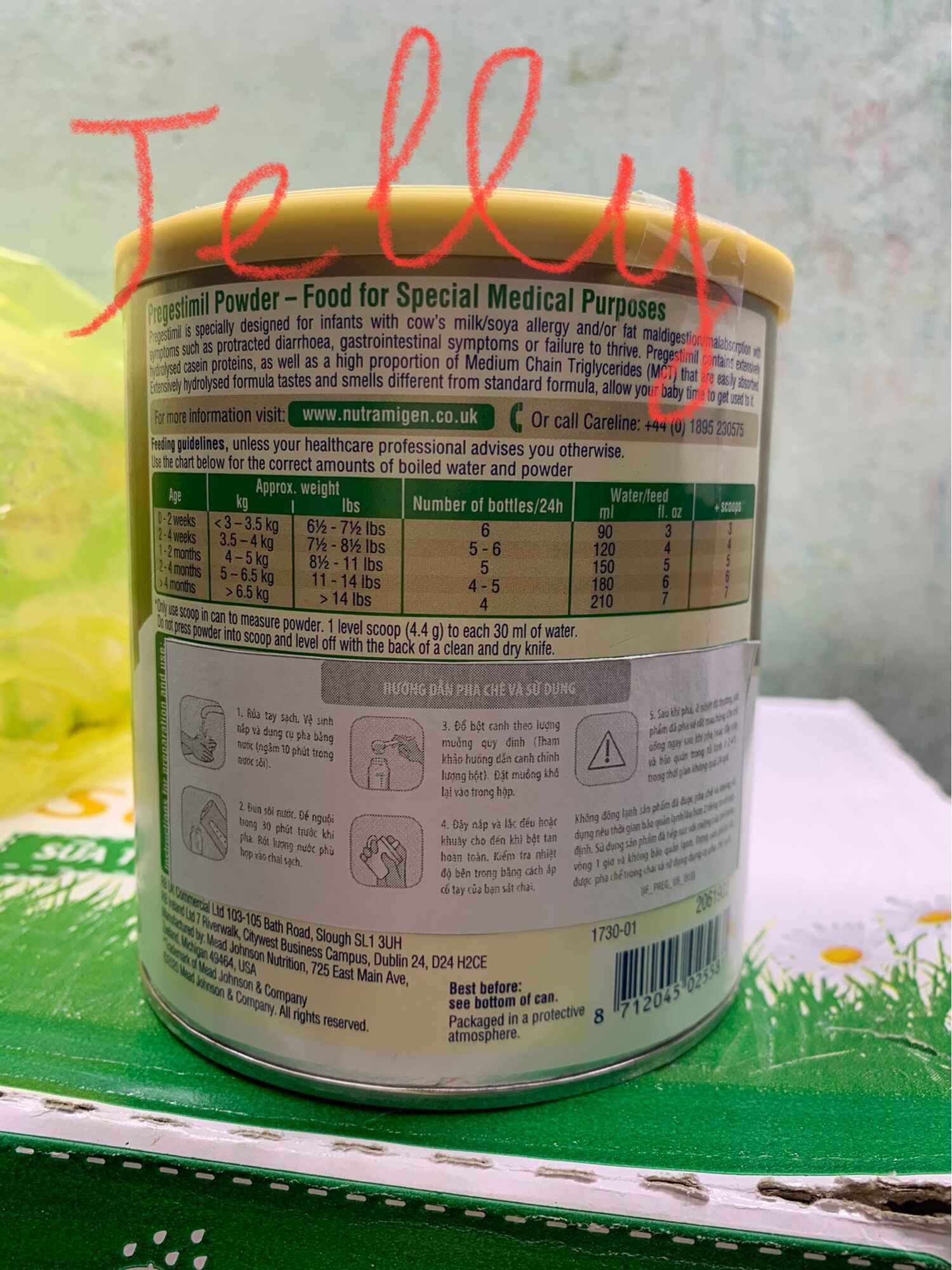 Sữa Pregestimil Lipil 400g Đạm Sữa Bò