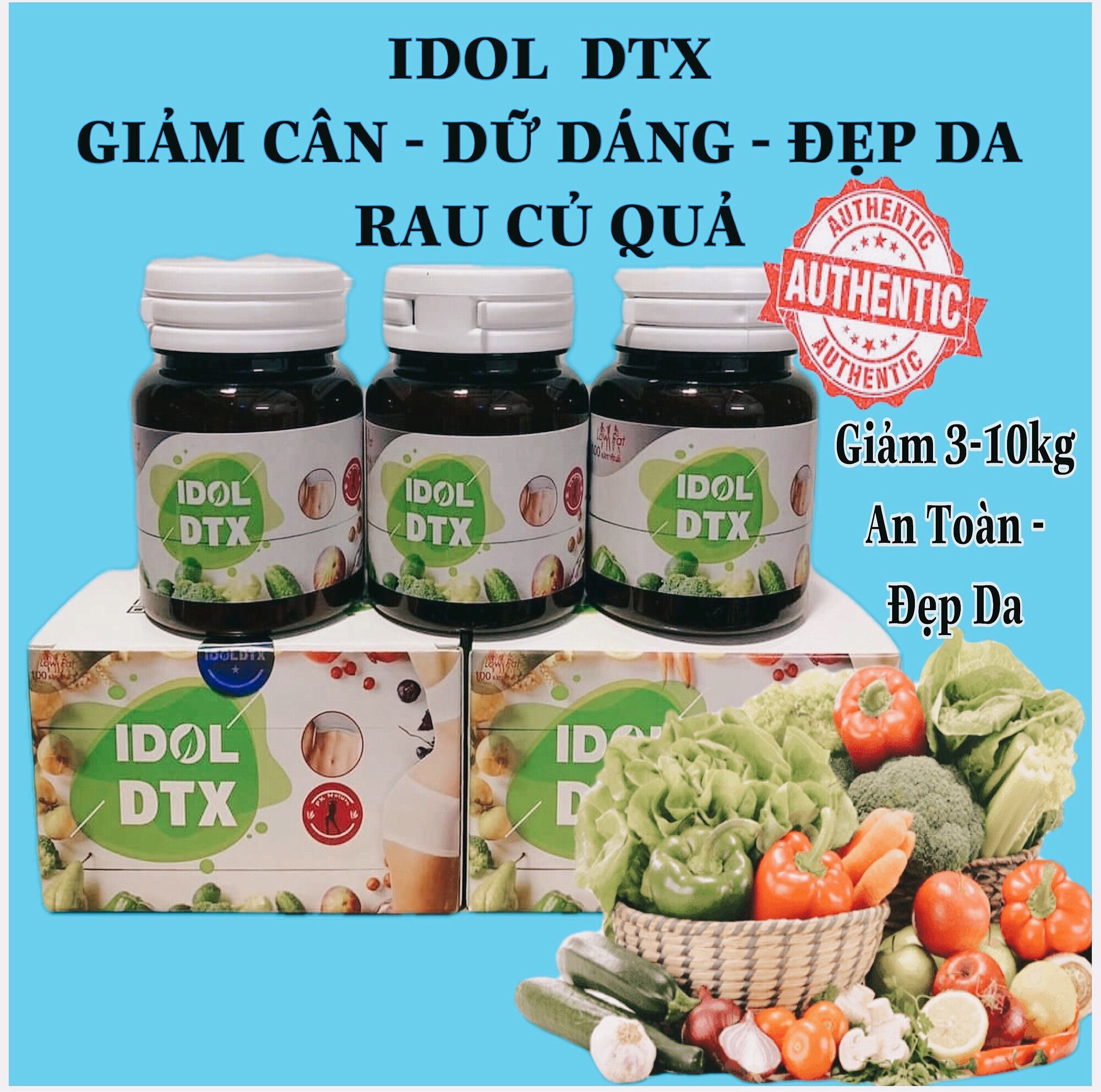 Giảm cân IDOL DTX hộp 60v rau củ quả [ Bao Giảm 3-10kg Đẹp Da ] giá rẻ