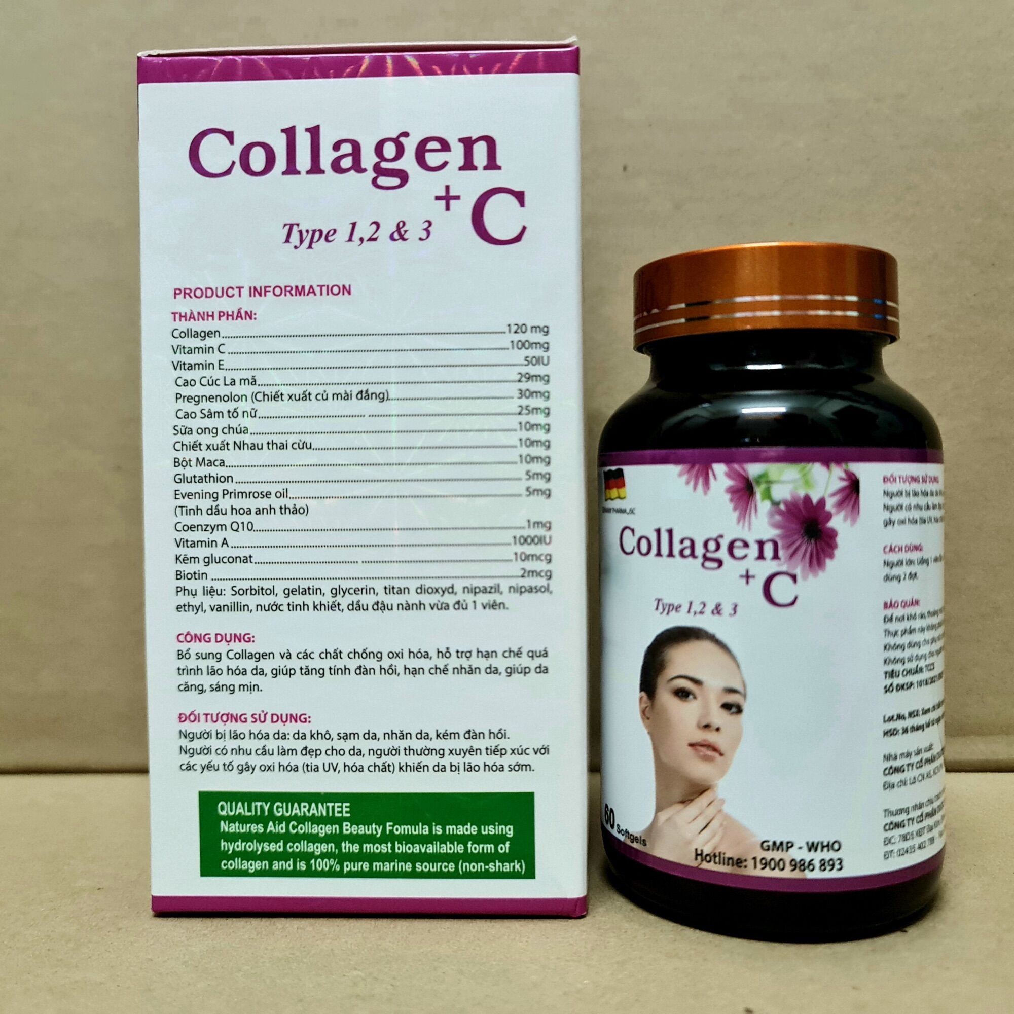 [HCM]ĐẸP DA SÁNG DA COLLAGEN + C Lọ 60V