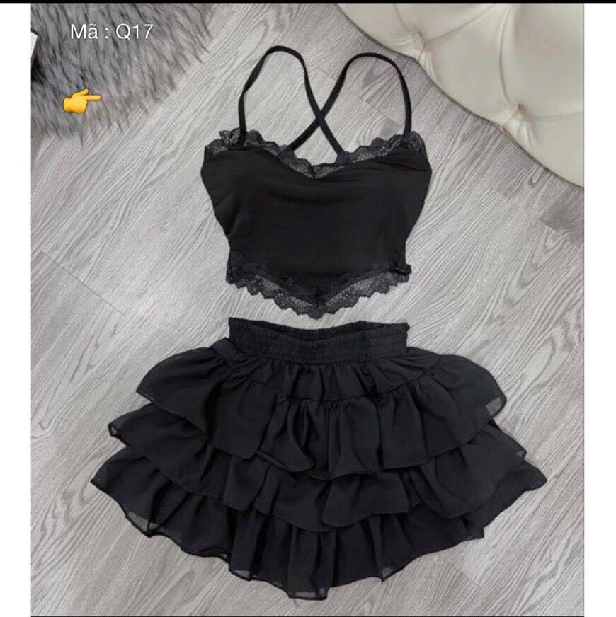 Chân váy voan tầng có lót quần