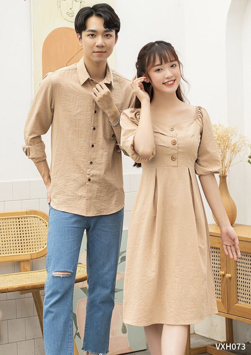 Áo váy đôi, đồ đôi nam nữ kiểu đơn giản, trẻ trung, dễ mặc