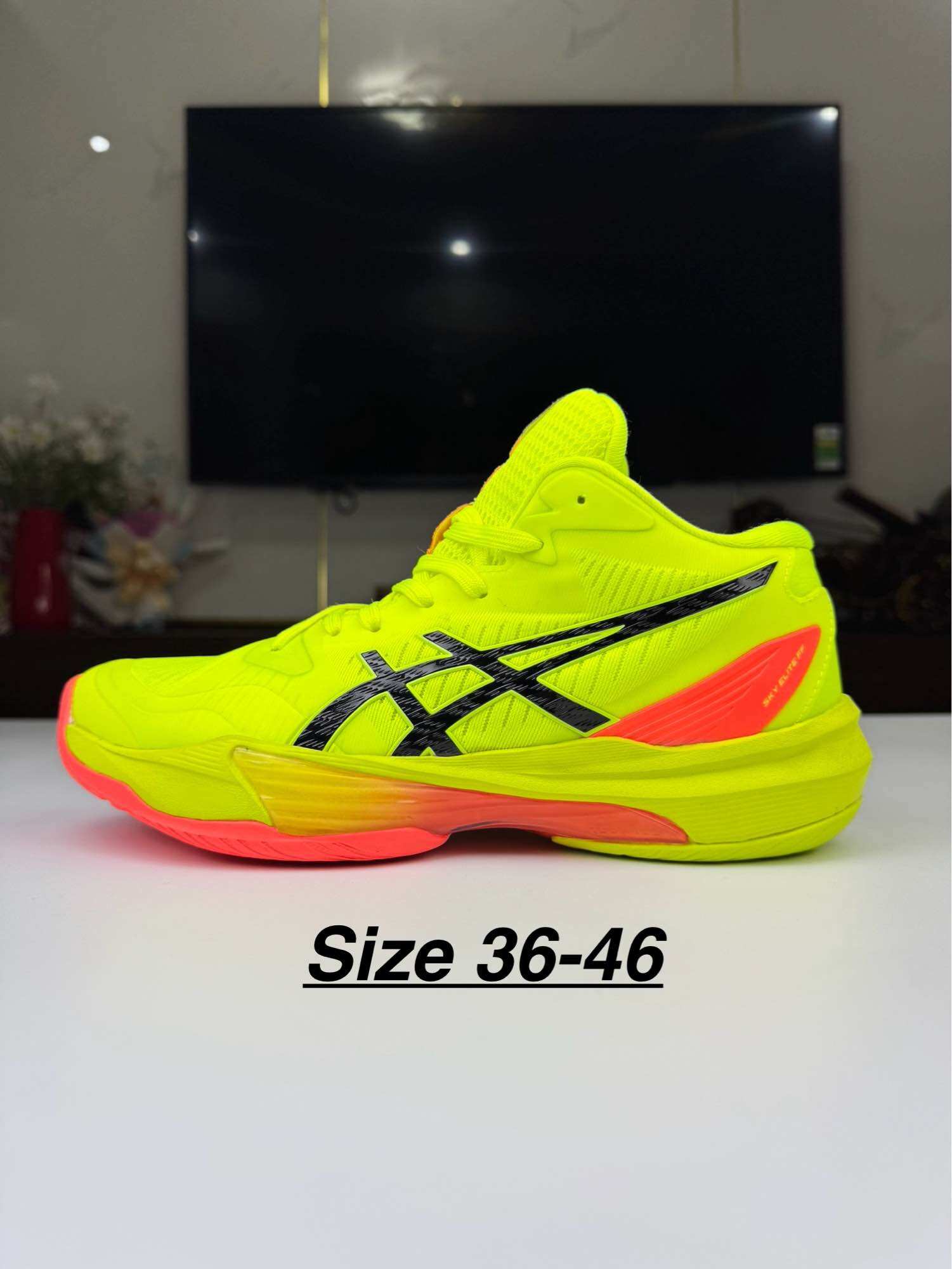  Giày bóng chuyền cổ cao A.S.I.C.S SKY3 nam nữ - siêu êm,nhẹ,fom đẹp,bền bỉ-chuyên cày sân bê tông,Đế cao su bền bỉ 