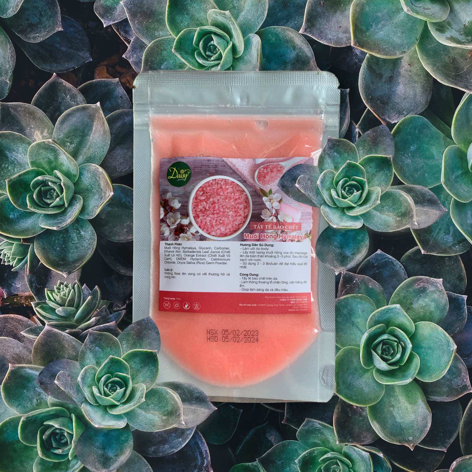 Tẩy tế bào da chết muối hồng Hymalaya gói 100g