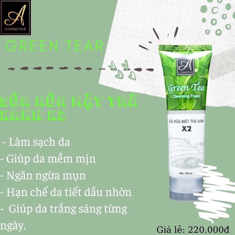 Sữa rửa mặt trà xanh x2