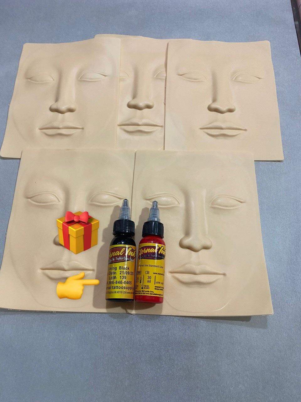 5 da tập 3D mô phỏng khuôn mặt xăm lông mày và môi tặng kèm 2 mực