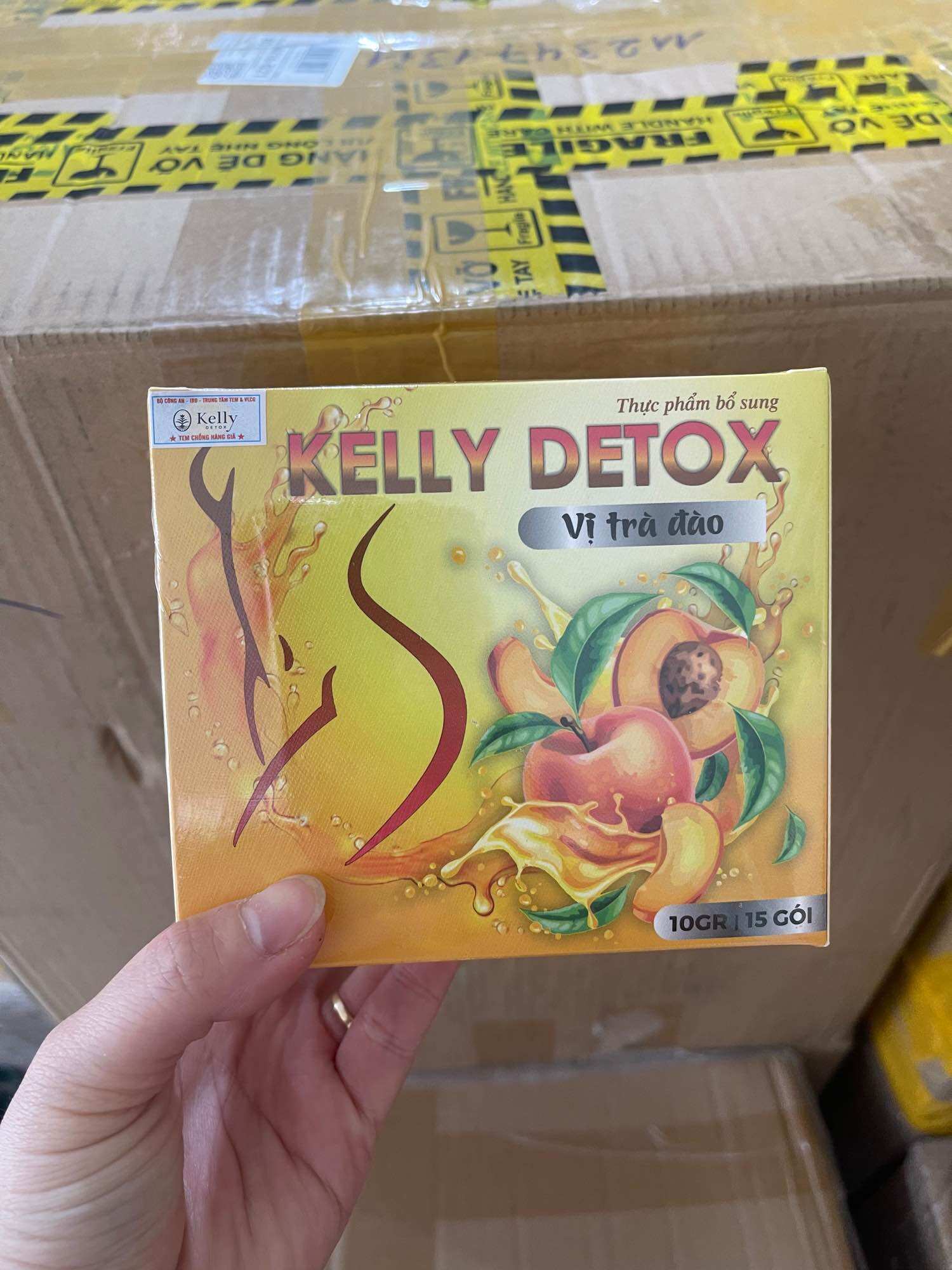 TRÀ ĐÀO GIẢM CÂN, Trà Kelly's vị Đào cải tiến mới  KELLY DETOX ( chính hãng)