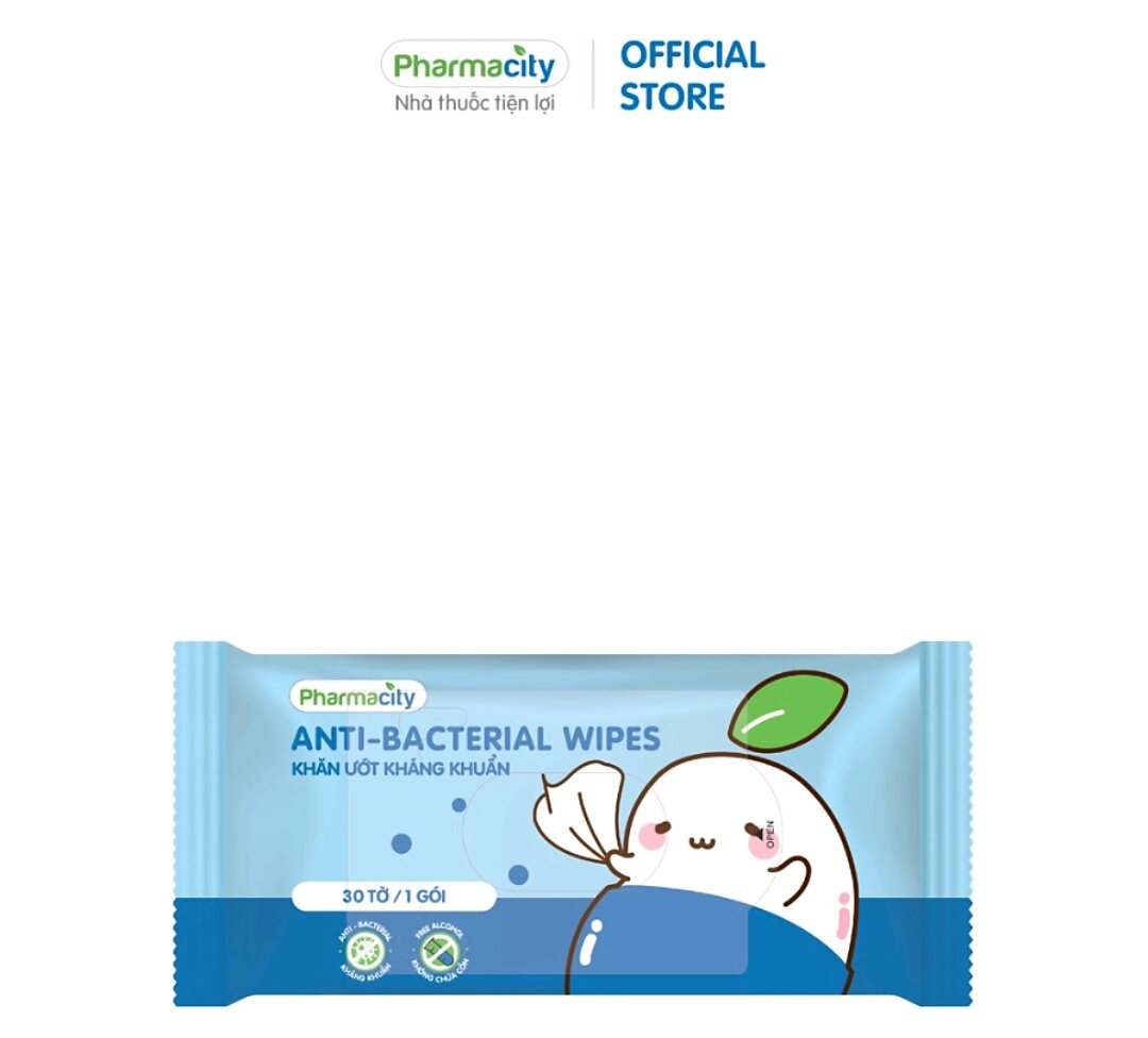 Khăn ướt kháng khuẩn Pharmacity ( gói 30 tờ)