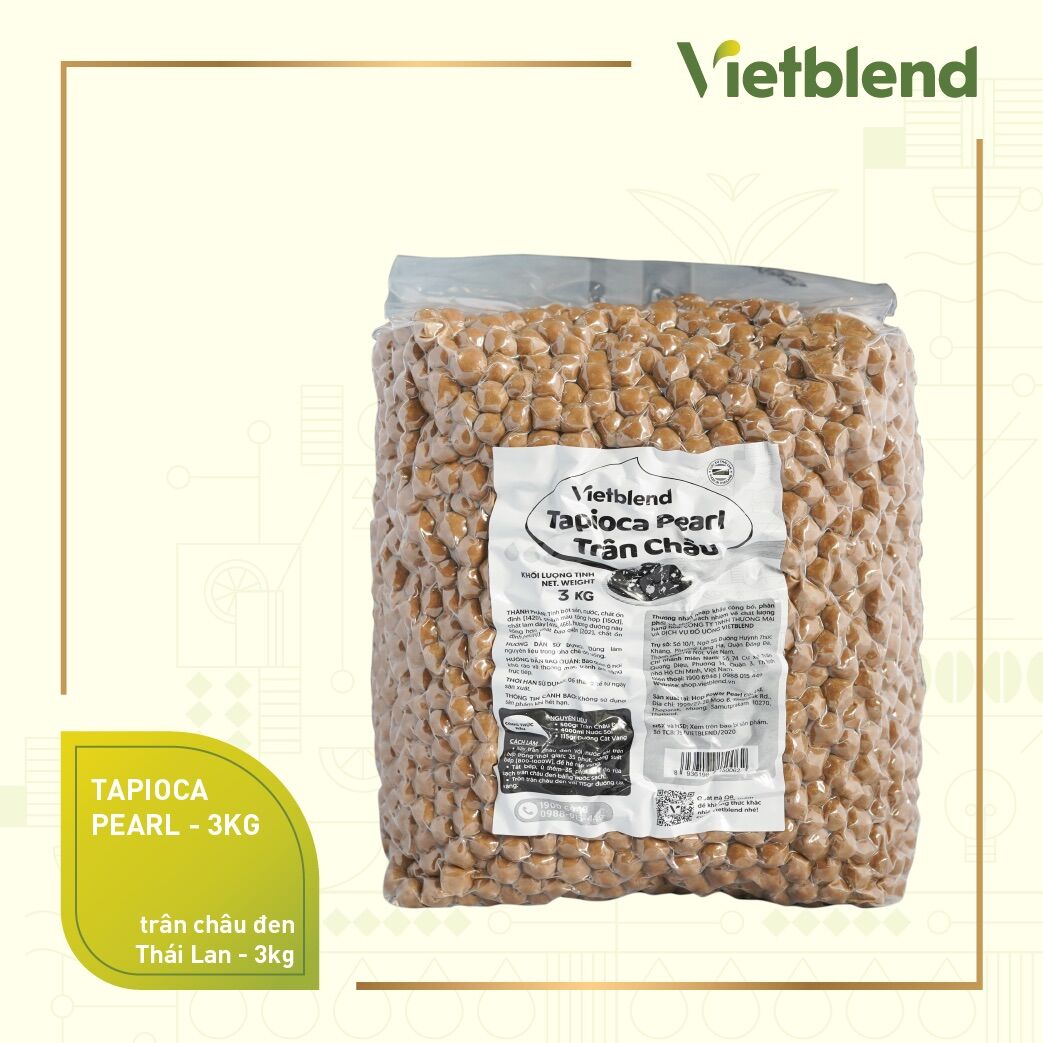 Trân châu đen Thái Lan Tapioca Pearl Túi 3Kg