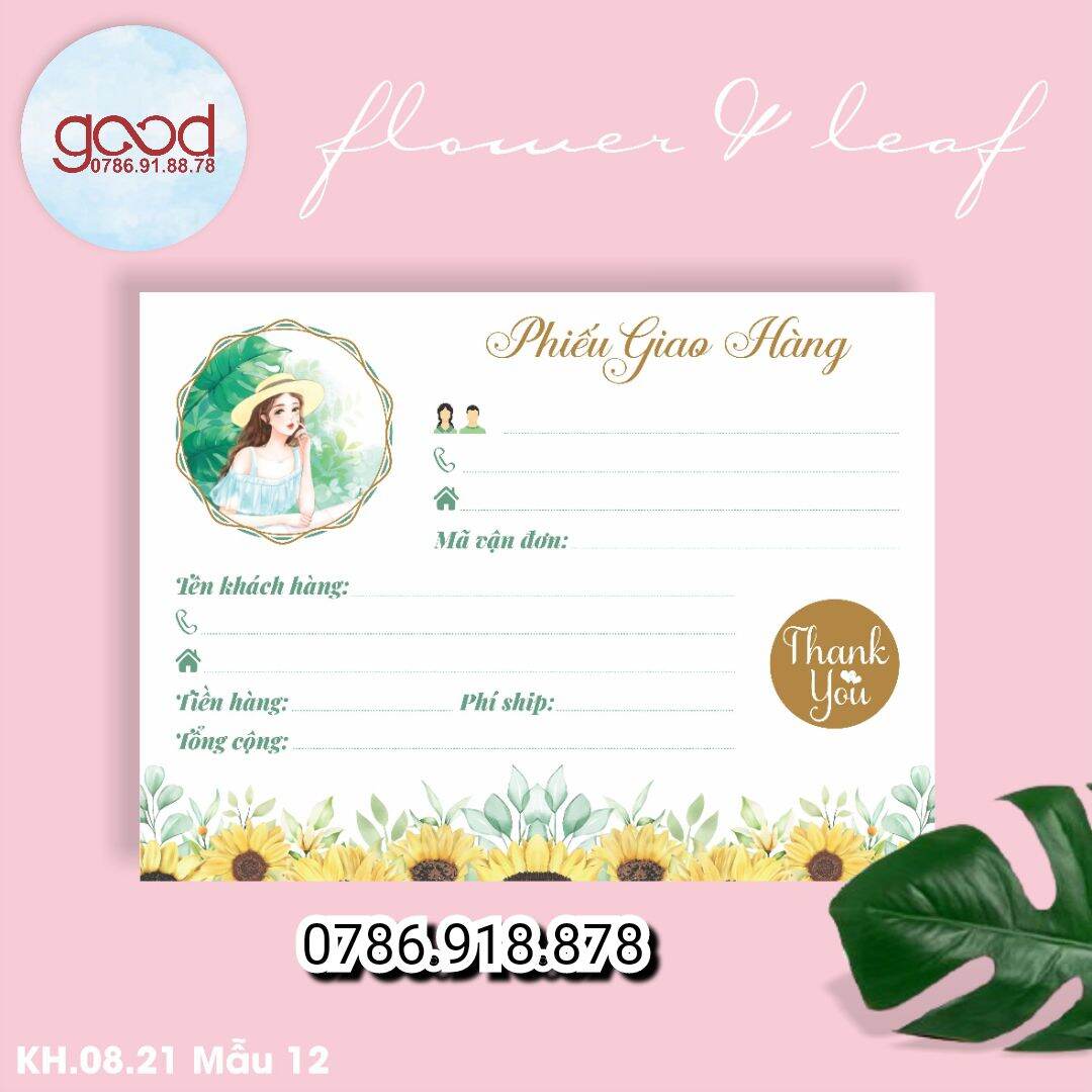 Combo 50 tờ phiếu ship mẫu hoa lá cổ điển