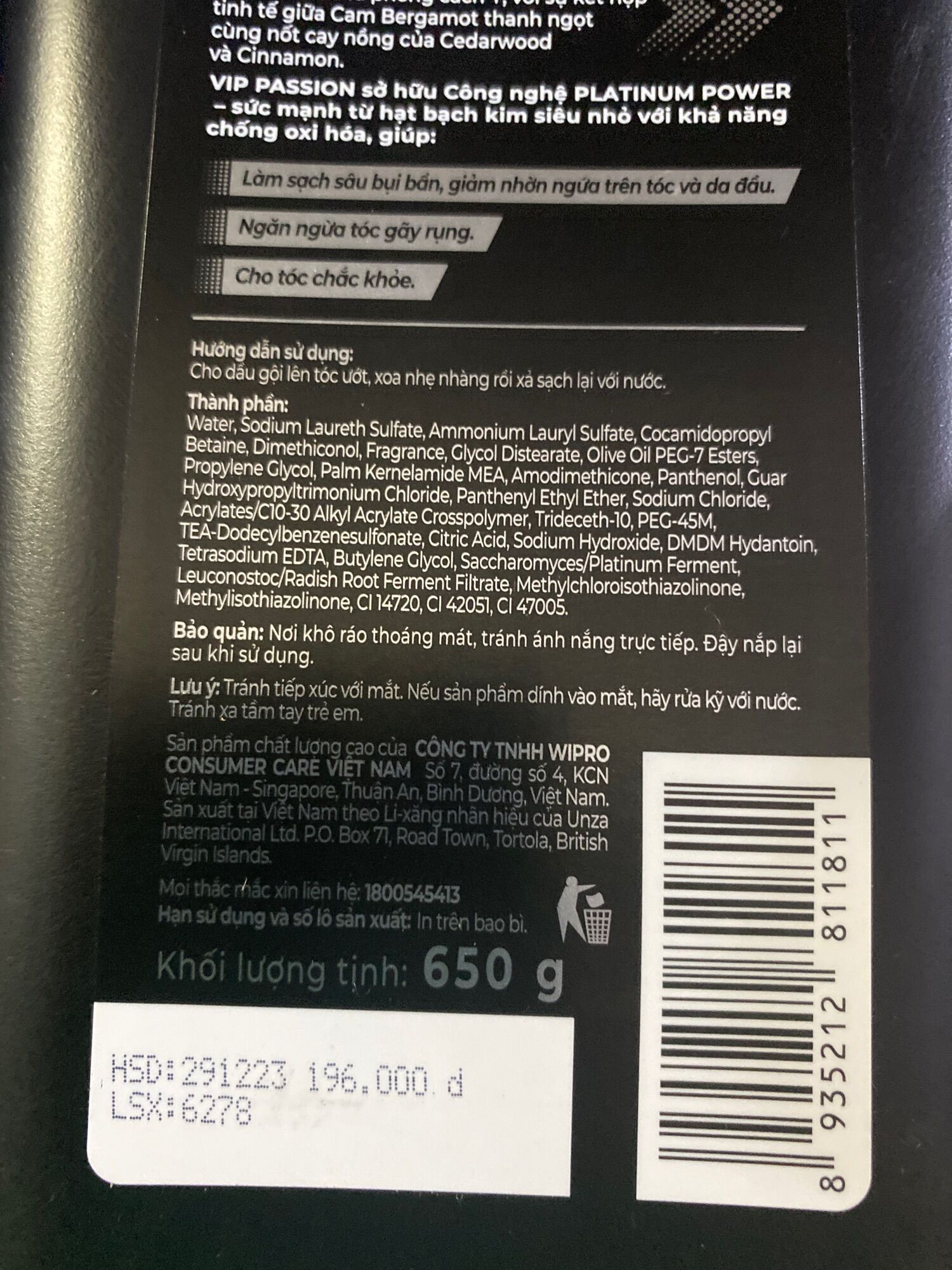 Dầu gội cao cấp Romano Vip 650g Passion