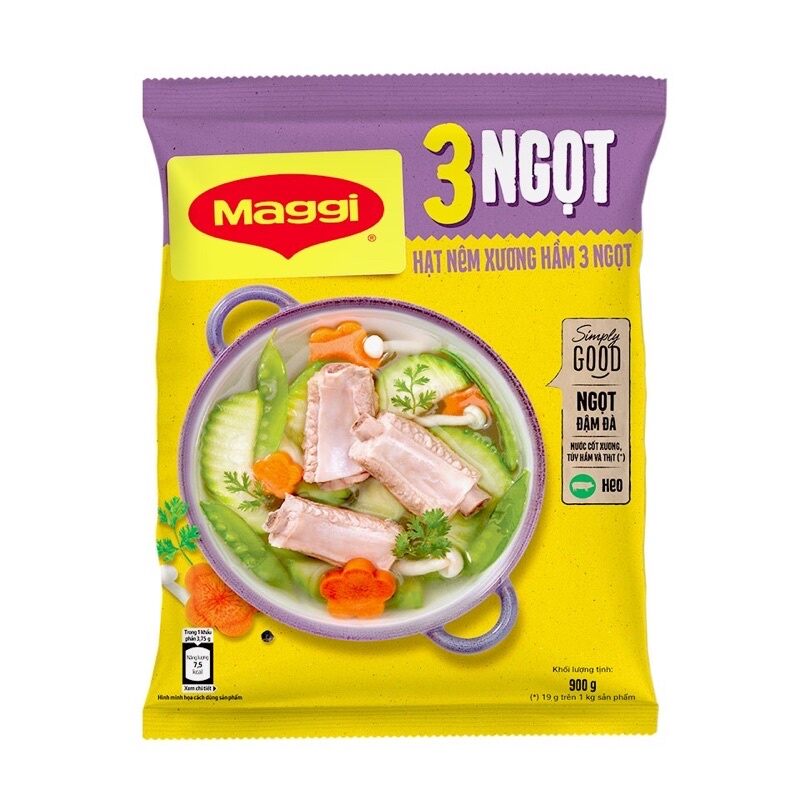 Hạt nêm Maggi 3 ngọt heo túi 900g