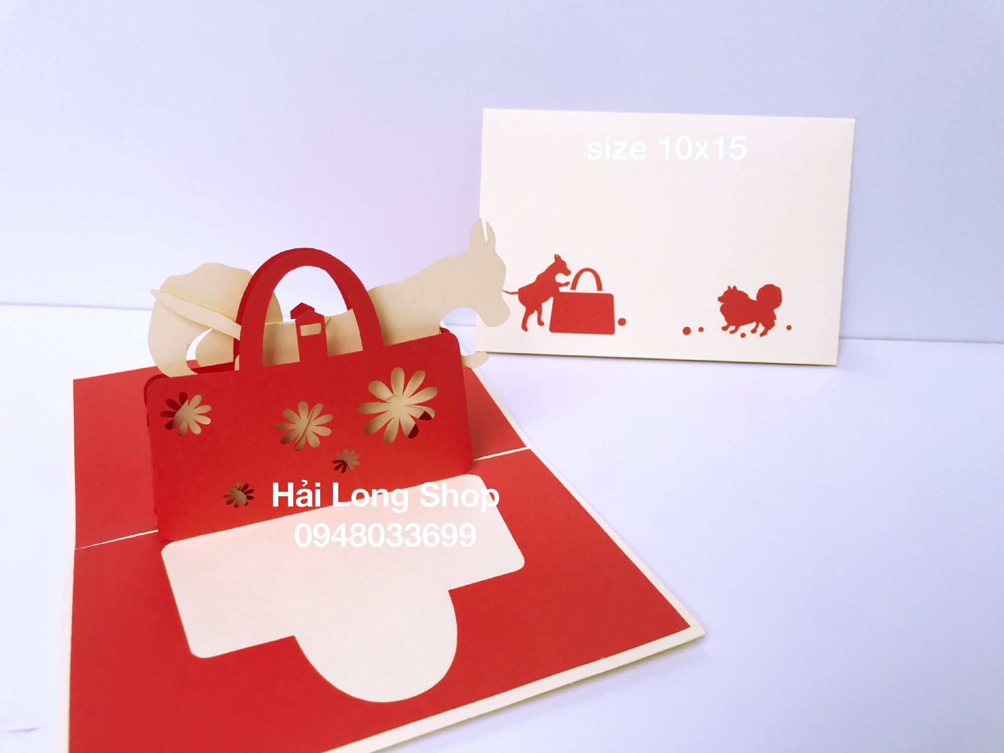 Túi Xách ( 2 con chó ) - Dog - Birthday - Thiệp 3D