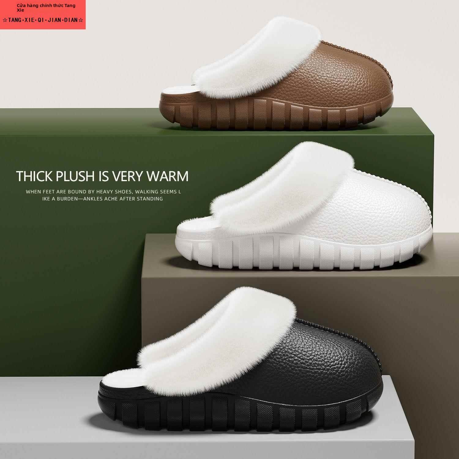 Detachable Cotton Slippers Unisex Indoor Home Wear Winter Waterproof Fleece Lined Slippers Simple Style T-Strap No Arch Support Giá 1,941,000 Đồng*Miễn phí vận chuyển