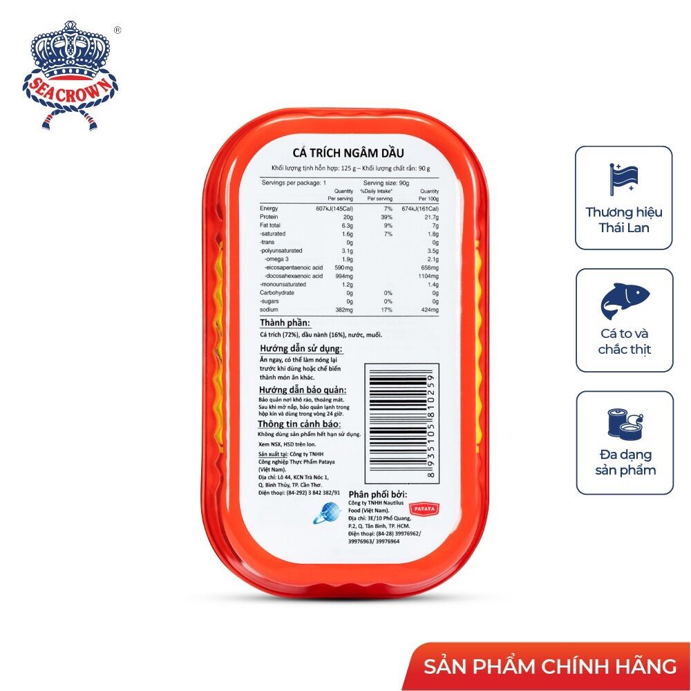 Cá hộp Sea Crown cá Trích ngâm dầu