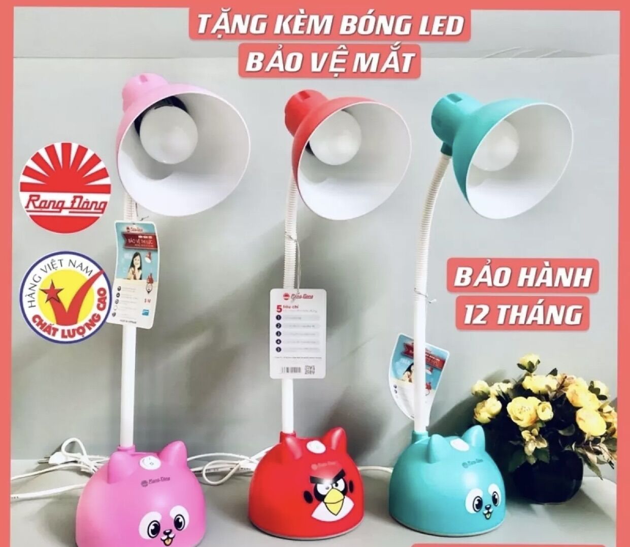 Đèn học chống cận led rạng đông rl27/5w màu xanh /hồng rd-rl-27