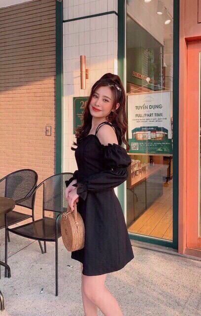 Đầm trễ vai tiểu thư xinh xắn BG