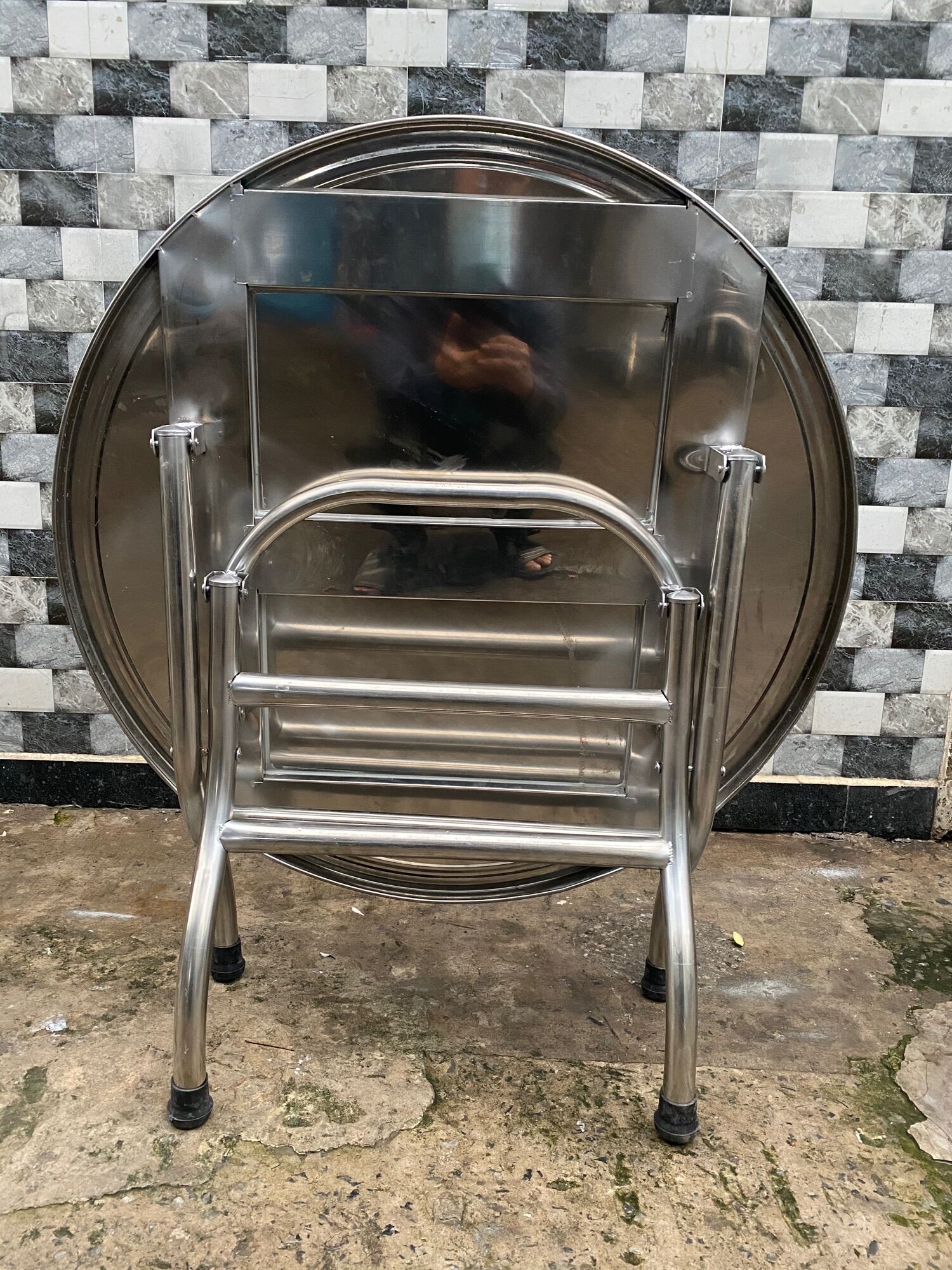 [HCM]Bàn tròn inox 80cm cao 55cm