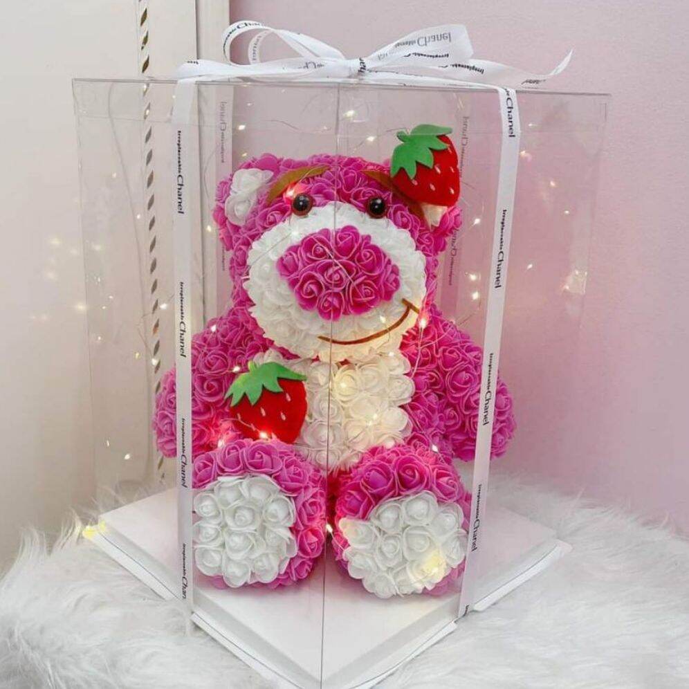 Gấu hoa hồng cho Valentine lãng mạn
