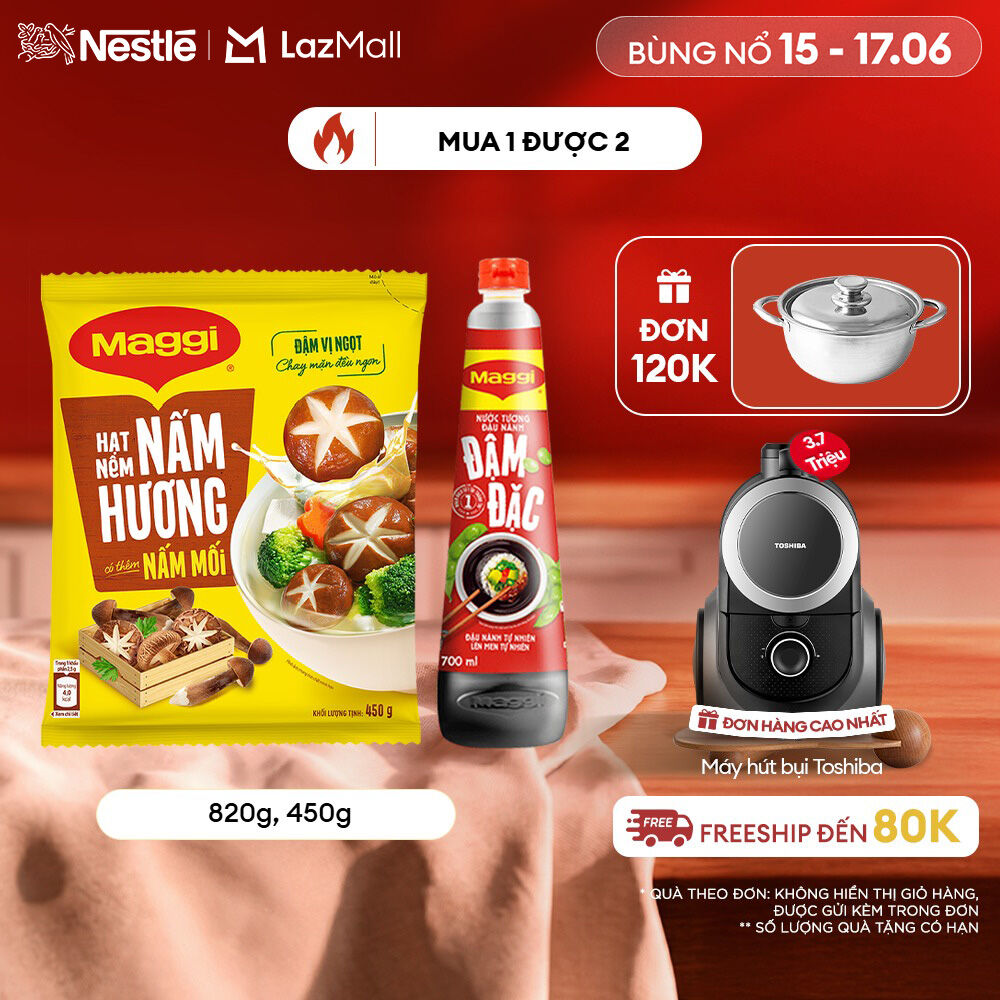 [ƯU ĐÃI THÁNG 6] [FREESHIP TOÀN QUỐC] COMBO MIX VỊ MAGGI: 1 Nước Tương MAGGI® Đậu Nành Đậm Đặc Chai 700ml + 1 Hạt nêm cao cấp MAGGI® Nấm Hương gói 450g