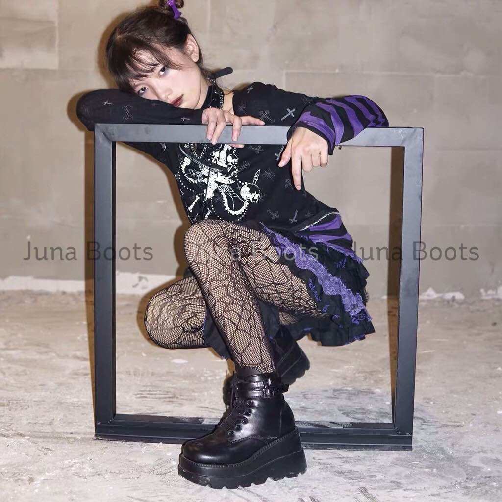 Giày Boots Đế Bánh Mì Cao Hách Dáng - Giày Bốt Harajuka Rock Dark [ Hàng Loại 1 ]