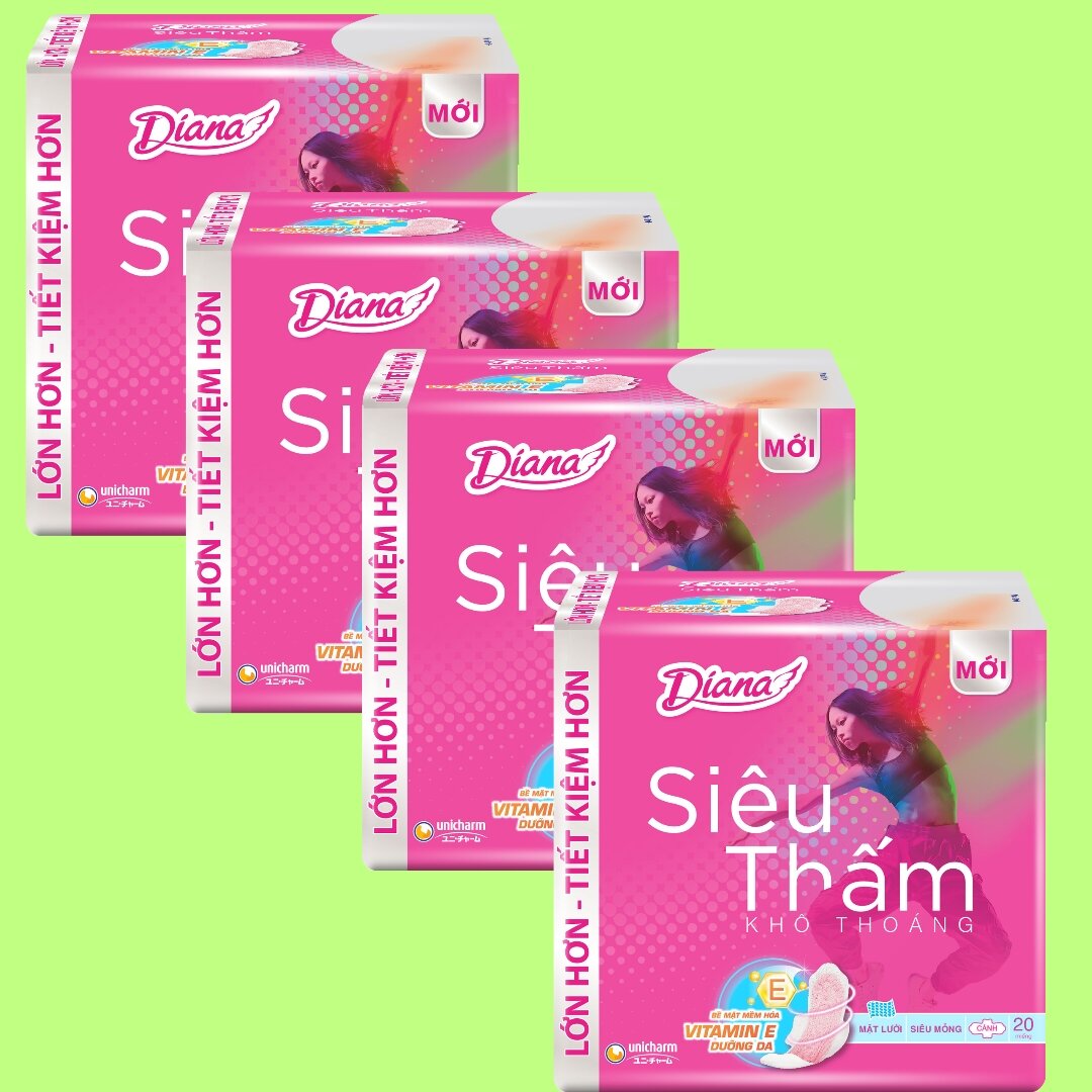 Combo 4 gói bvs diana siêu thấm mỏng cánh