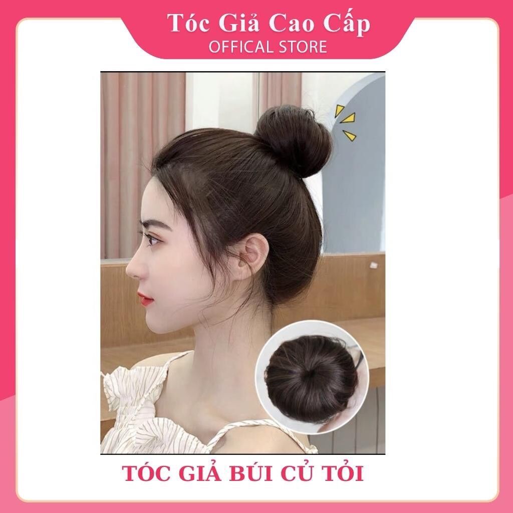 Tóc giả búi tròn củ tỏi trẻ trung của nữ ❇️dệt từ sợi tơ cao cấp ❇️