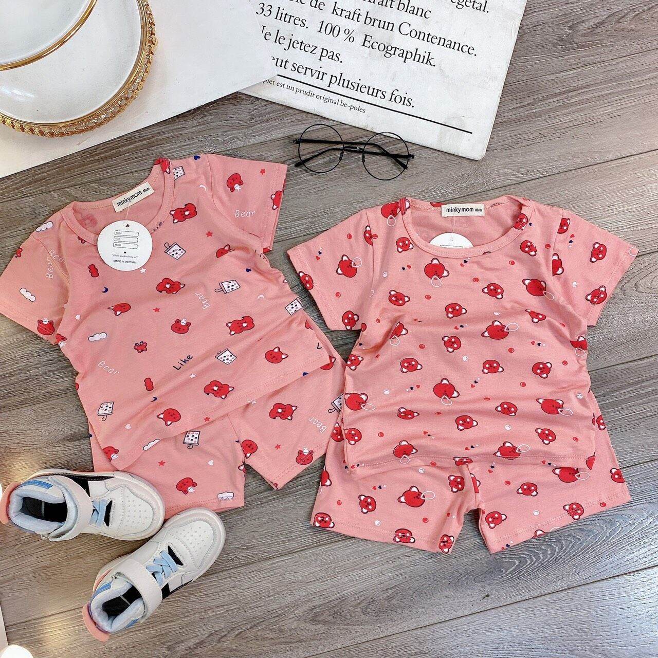 H3-bộ thun lạnh minkey mom hồng bé gái 5-15kg