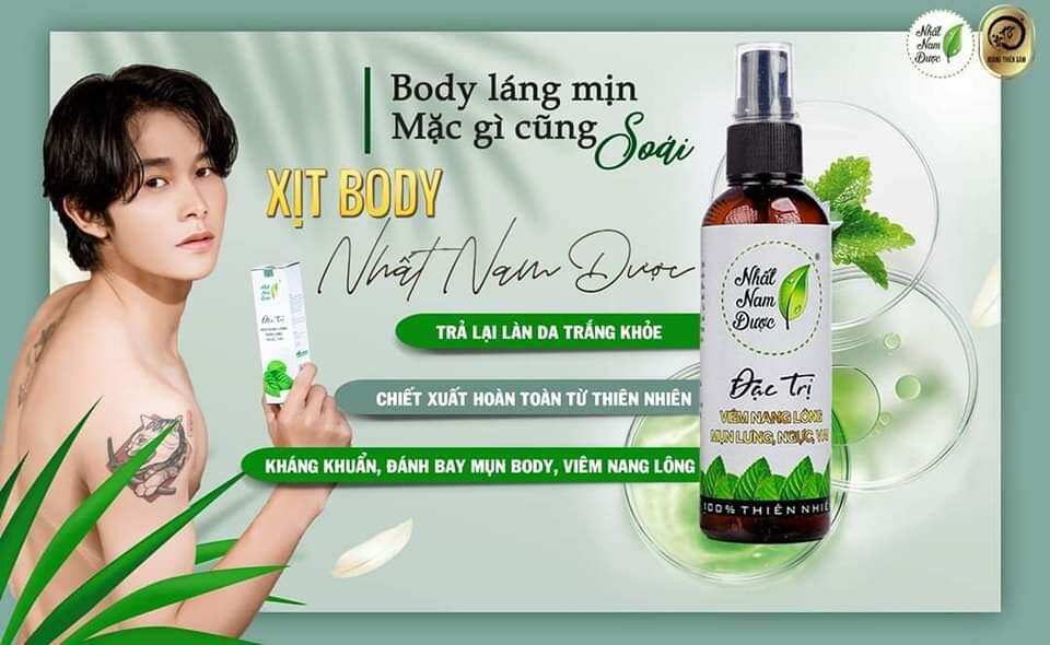 xịt Nhất Nam Dược tiêu diệt mụn lưng, vai, ngực nuôi dưỡng da khỏe và ngăn ngừa mụn  chai 100ml - Hoàng Thiên Sâm shop