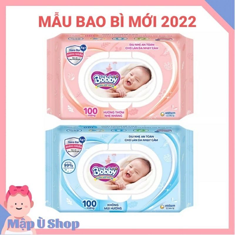 🌼 hcm 🌼 khăn giấy ướt bobby không mùi 100 tờ / không mùi 80 / có mùi 100 tờ