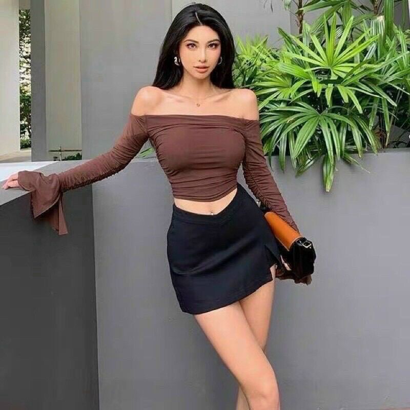 Chân váy lưng v xẻ 1 bên đen cao cấp XX