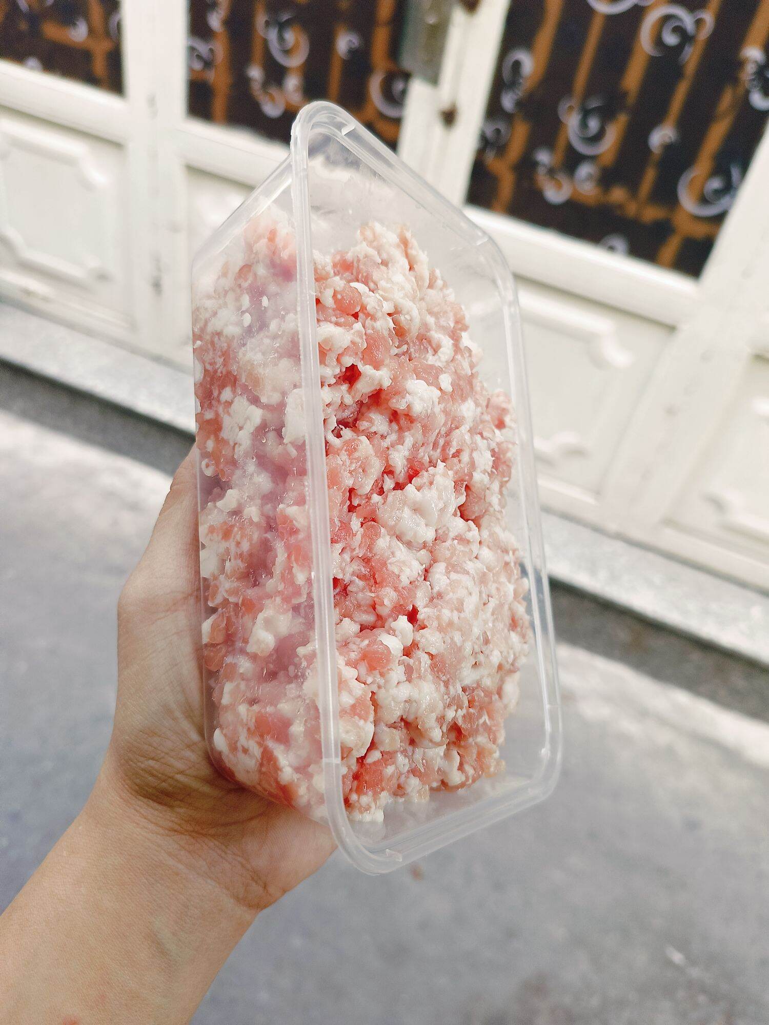 (HCM) Thịt heo xay (vừa nạc vừa mỡ), hộp 500g