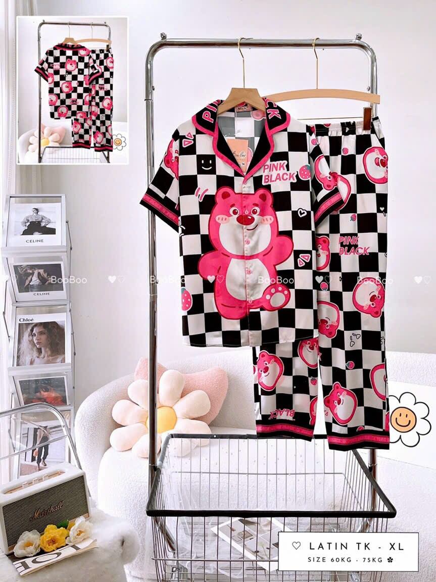 (Bigsize - Tay Ngắn Quần Dài) - Pijama BooBoo Lụa Latin Thiết kế Cao Cấp 60-75kg