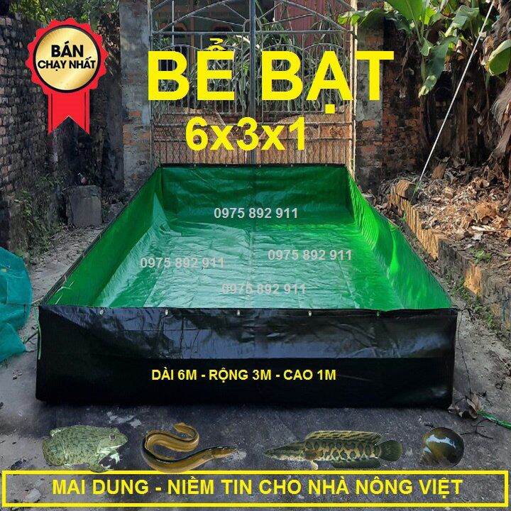 Bể bạt nuôi ốc ếch cá lươn, xanh bộ đội, tặng van xả đáy