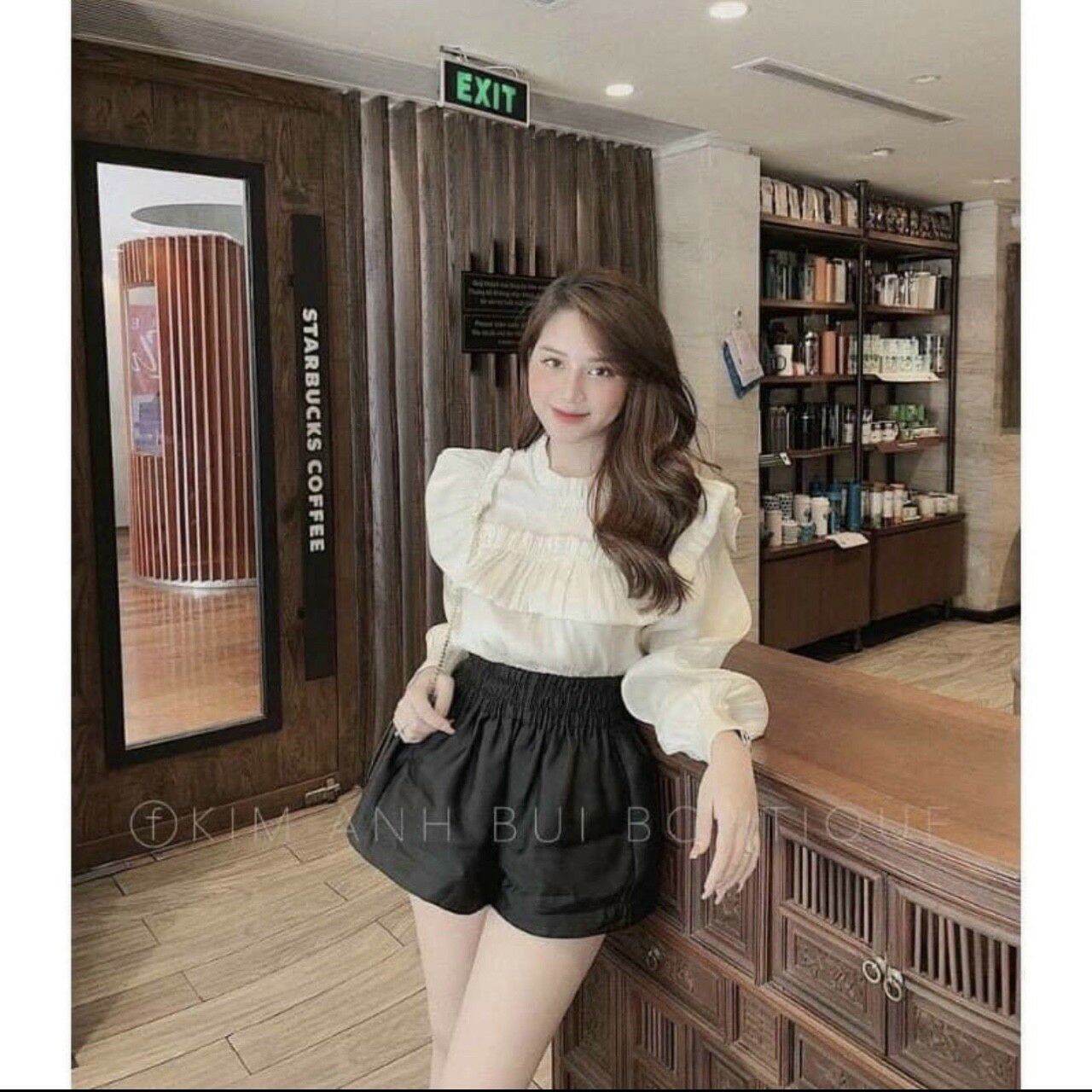 Quần đùi tacta phồng sang chảnh