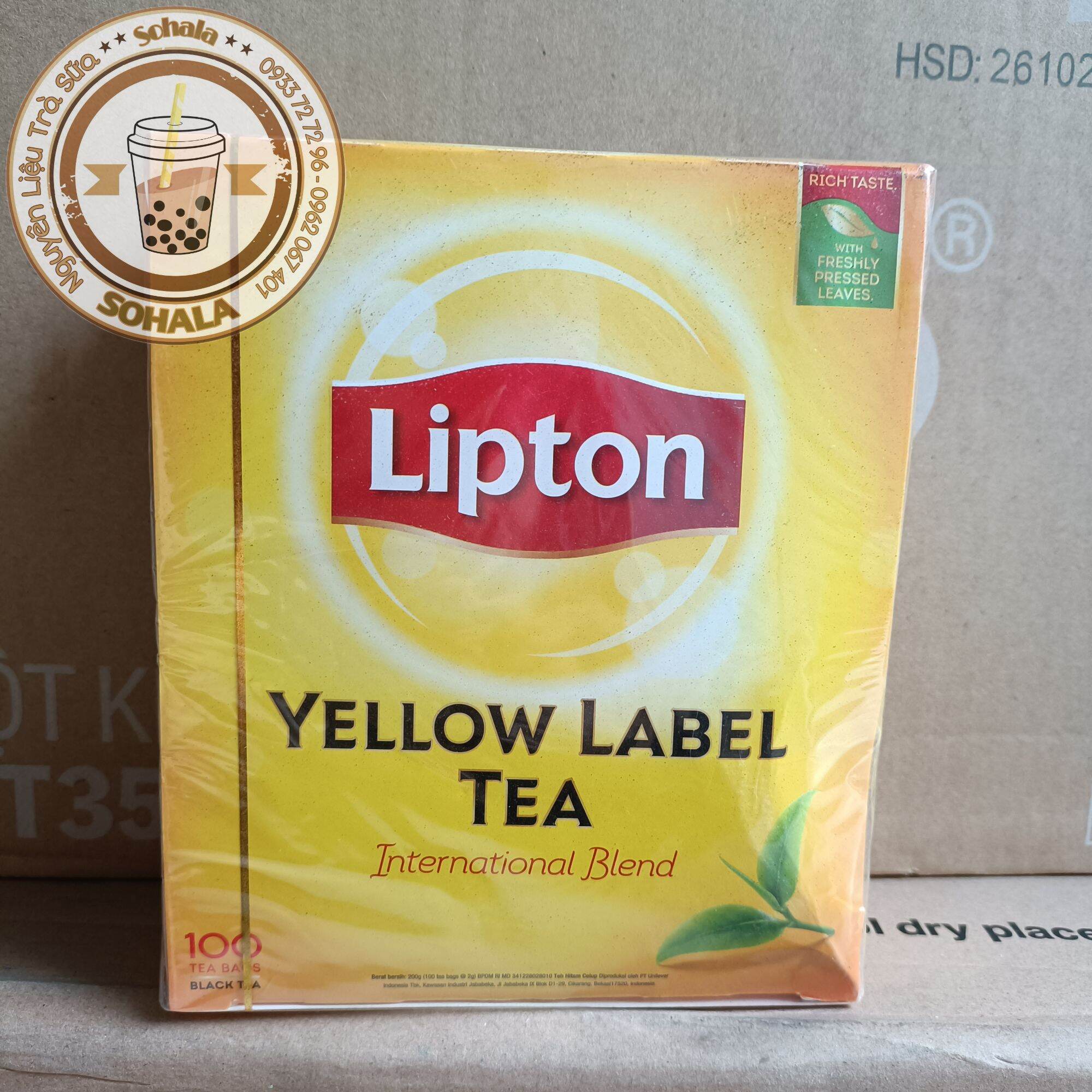 Trà Lipton túi lọc nhãn vàng hộp 200g 100 gói x 2gr