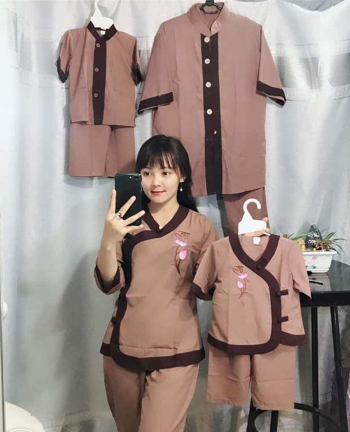 Đồ Lam đi chùa - mẫu tim phối bé gái