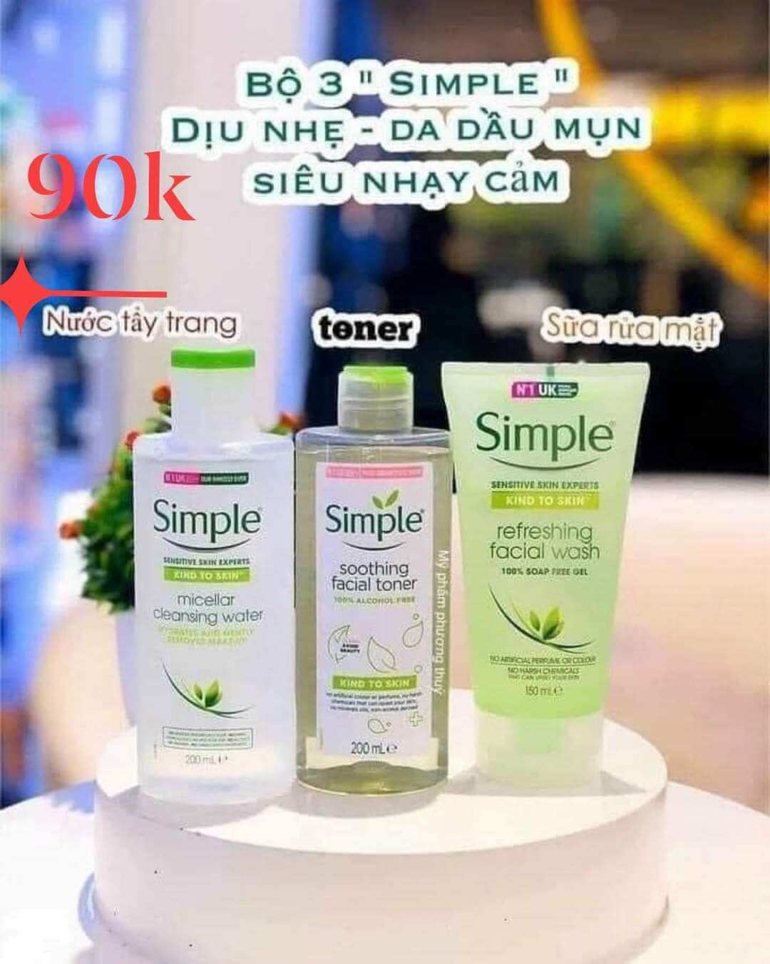 [COMBO 3 MÓN CHĂM SÓC DA DẦU MỤN] TRỌN BỘ SỮA RỬA MẶT SIMPLE NHẸ DỊU