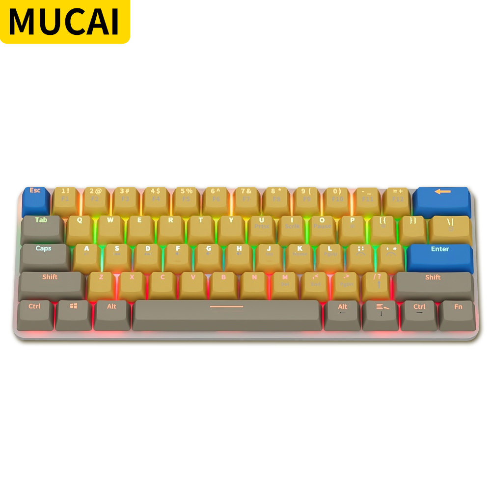 Mucai 61 Phím Rgb Bàn Phím Cơ Chơi Game Mini Red Switch Có Dây Cáp Có Thể Tháo Rời Cho Máy Tính Laptop Với Đèn Nền Nhiều Màu