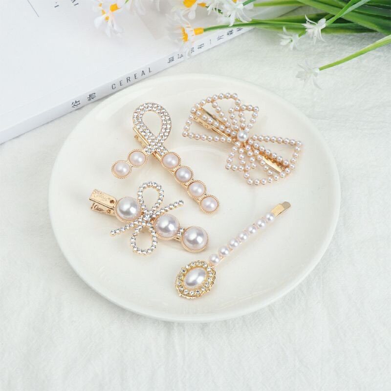 KẸP TÓC MÁI ĐÍNH ĐÁ NGỌC TRAI KIỂU HÀN QUỐC