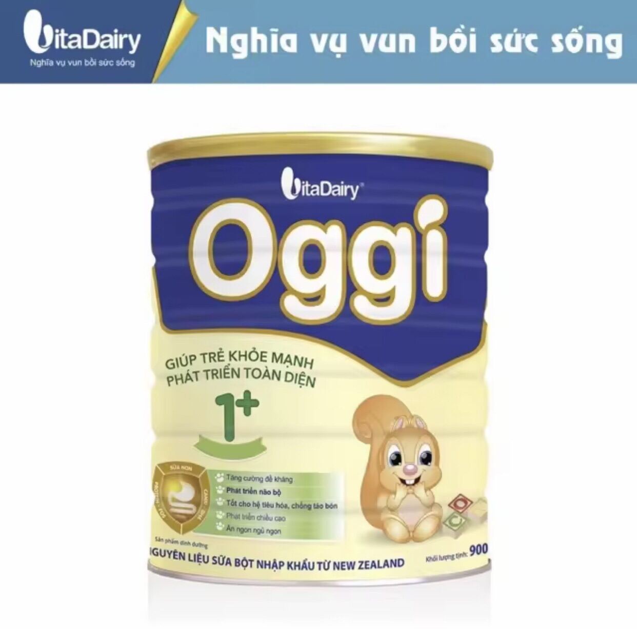 Sữa Bột Oggi 1+ Lon 900g  Cho bé từ 1 - 2 tuổi