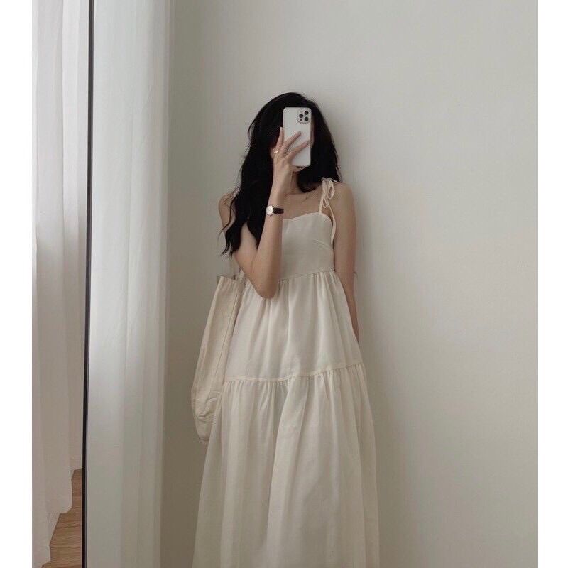 Đầm maxi đi biển cột nơ vai siêu xinh