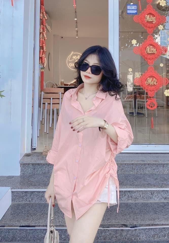 ÁO SƠ MI THỤNG HỒNG RÚT EO SẴN HÀNG HN