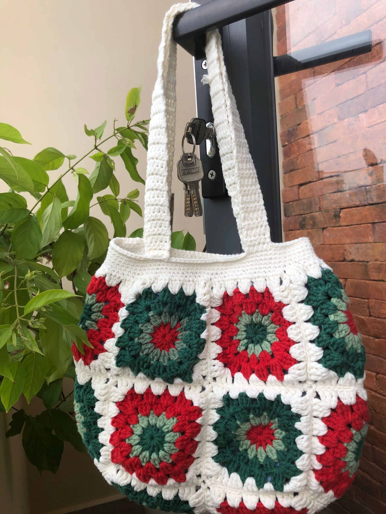 Túi len handmade hoa ghép