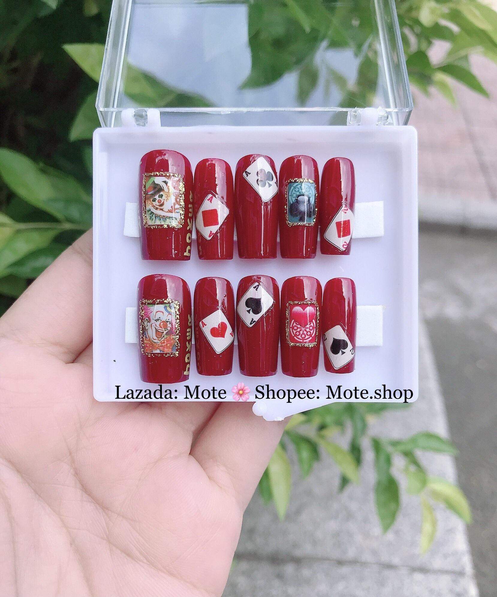 Nailbox-Móng tay úp, móng úp thiết kế hình lá bài thời trang 9 - tặng keo và dũa
