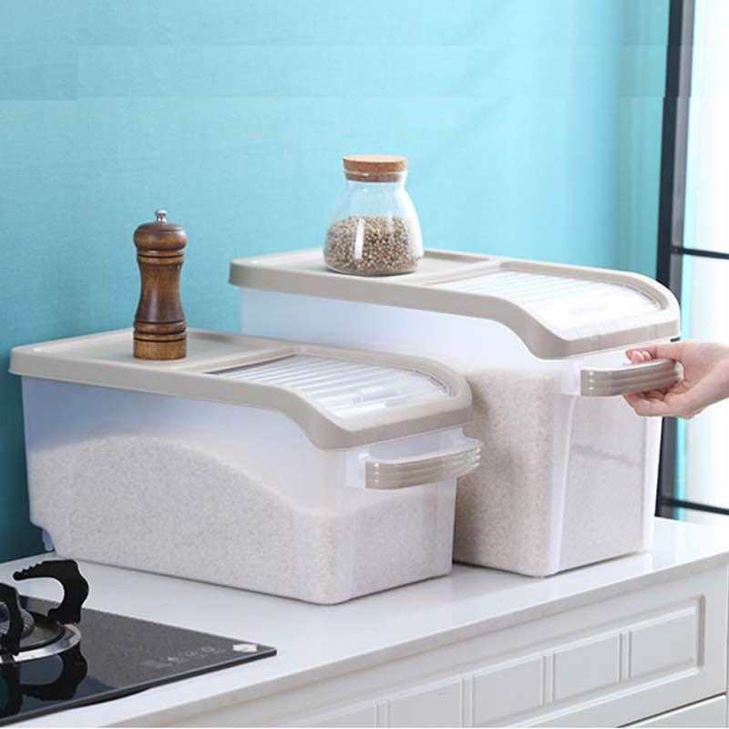 Thùng nhựa đựng gạo thông minh 10kg đa năng đựng ngũ cốc đồ ăn khô cho động vậtthùng đựng gạo 15kg kèm cốc chia vạch